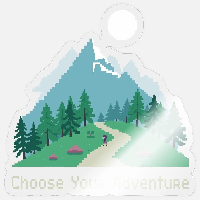 Aventure de jeu rétro - Sticker taille S (10 x 10 cm) - brillant transparent