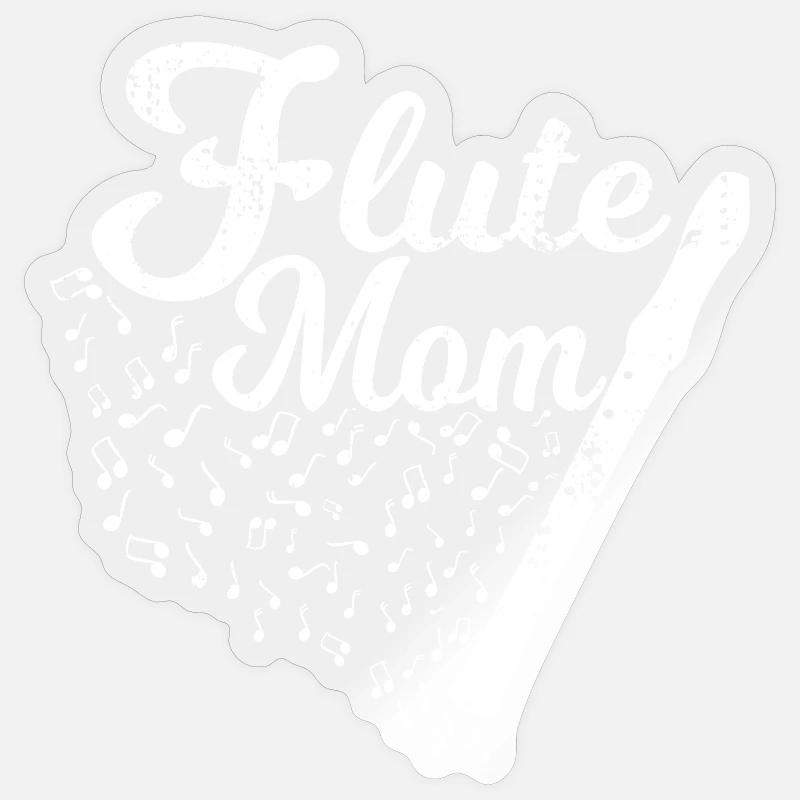 Flute player mom - Sticker size S (10 x 10 cm) - transparent glossy