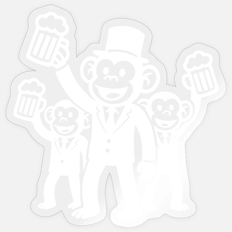 Junggesellenabschied Affe Team Bräutigam - Sticker Größe S (10 x 10 cm) - Transparent glänzend
