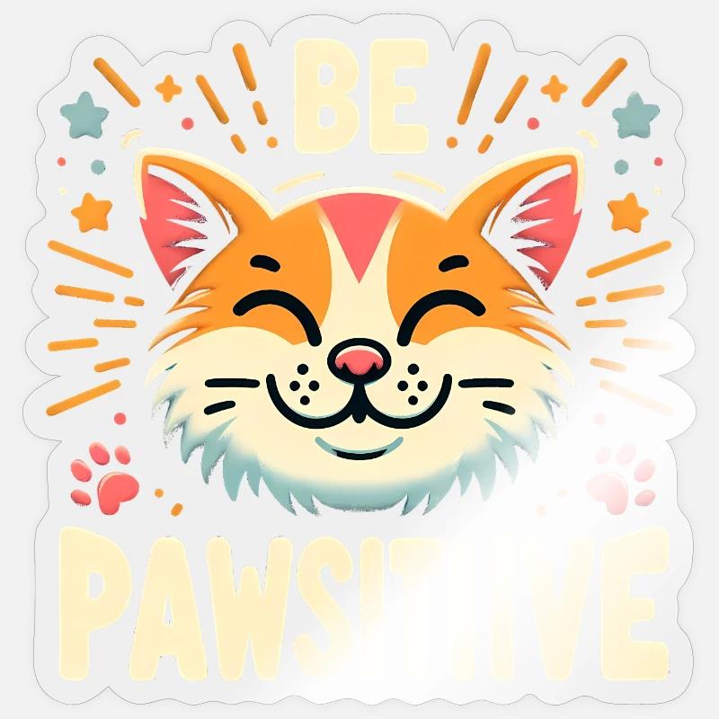 Be pawsitive cute cat Sticker size S (10 x 10 cm)