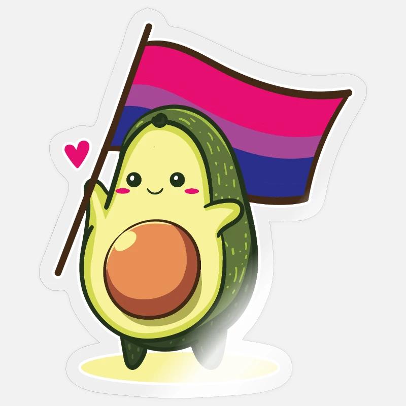 Avocado Biseksuel Flag Bi Pride LGBT Queer CSD - Sticker størrelse S (10 x 10 cm) - gennemsigtig blank