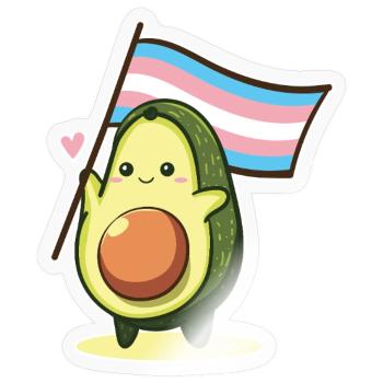 Avocado mit Transgender Flagge Trans LGBT Kawaii  - Sticker Größe S (10 x 10 cm) - Transparent glänzend - Vorne