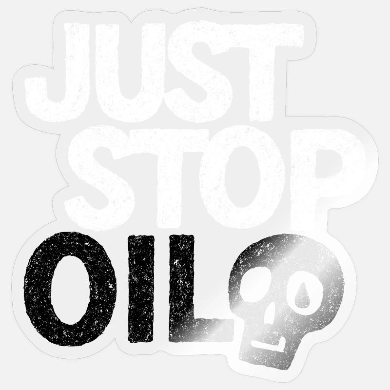 Auffällige „Just Stop“-Protestgrafik - Sticker Größe S (10 x 10 cm) - Transparent glänzend