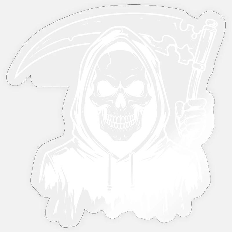 Grim Reaper Skull Design - Sticker Größe S (10 x 10 cm) - Transparent glänzend