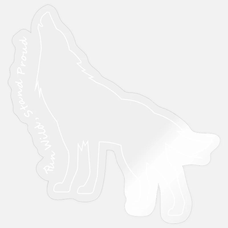 Heulender Wolf Linie Kunst Design - Sticker Größe S (10 x 10 cm) - Transparent glänzend