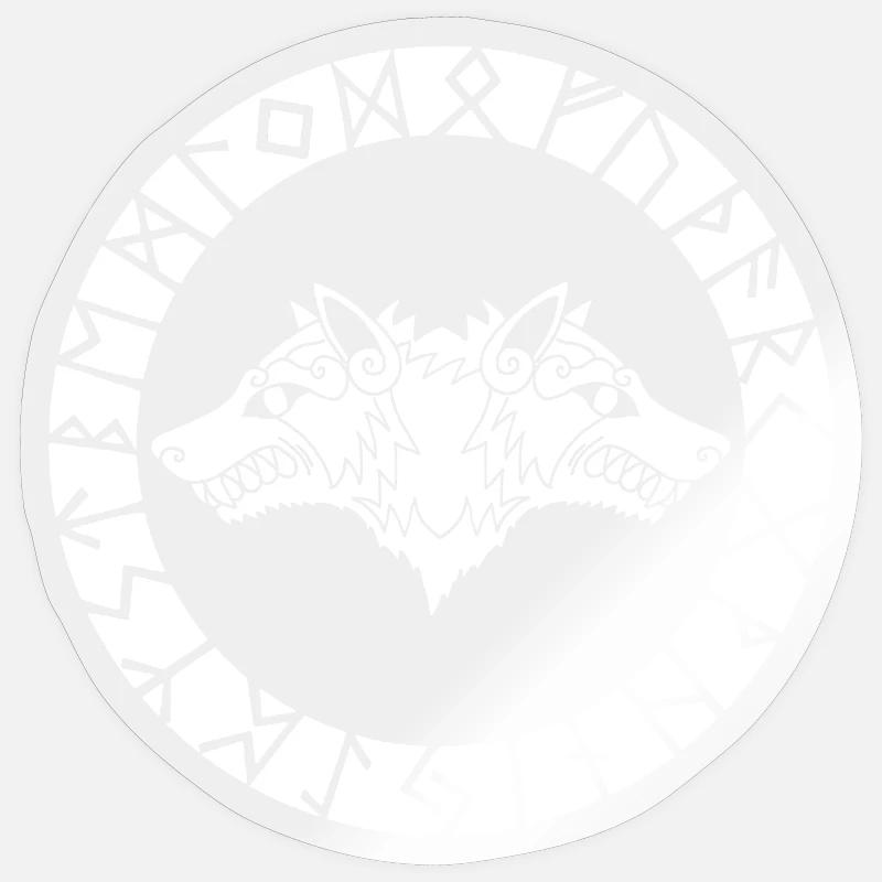 Wikingerwolf mit zwei Köpfen - Sticker Größe S (10 x 10 cm) - Transparent glänzend