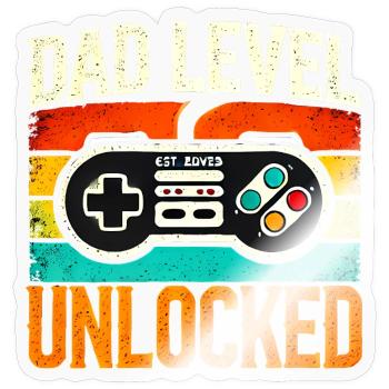 Dad Level Unlocked Retro Controller, Fathers  - Sticker size S (10 x 10 cm) - transparent glossy - Front