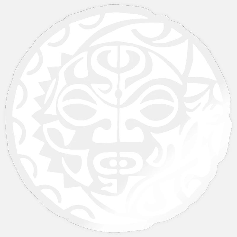 Polynesischer Schädel (weiß) - Sticker Größe S (10 x 10 cm) - Transparent glänzend
