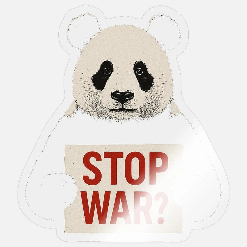 Panda calls for peace - Sticker size S (10 x 10 cm) - transparent glossy