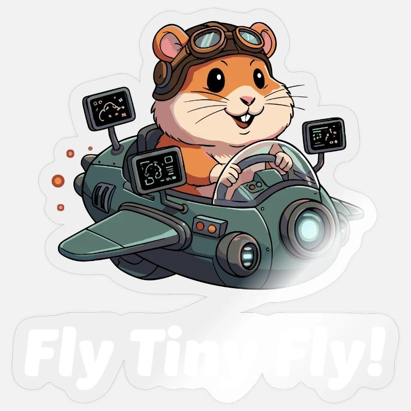 Vol spatial Rocket Hamster Sticker taille S (10 x 10 cm)