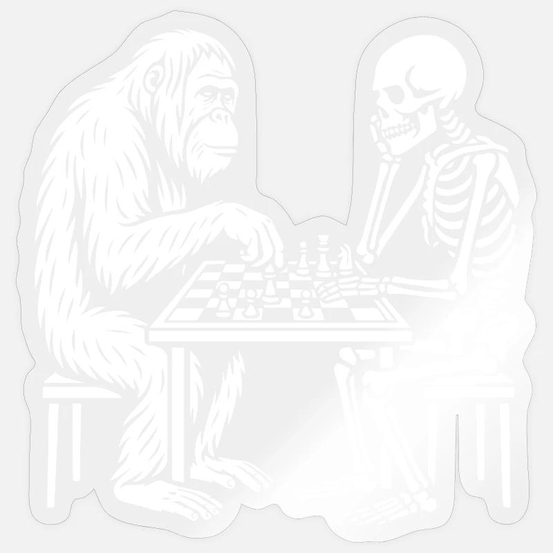 Primate vs Skeleton Chess Duel Sticker size S (10 x 10 cm)