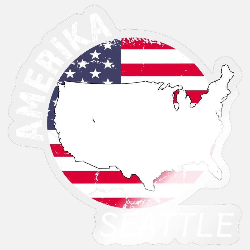 Seattle - Sticker taille S (10 x 10 cm) - brillant transparent