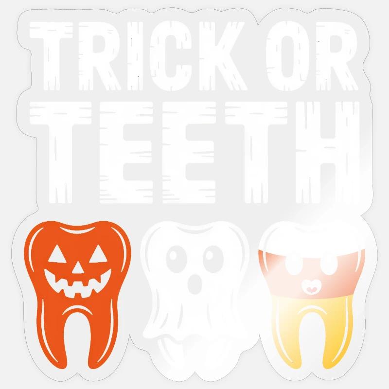 Trick oder Teeth Halloween-Trio Sticker Größe S (10 x 10 cm)
