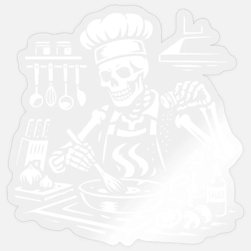Skeleton Chef Stirring Bowl - Sticker size S (10 x 10 cm) - transparent glossy