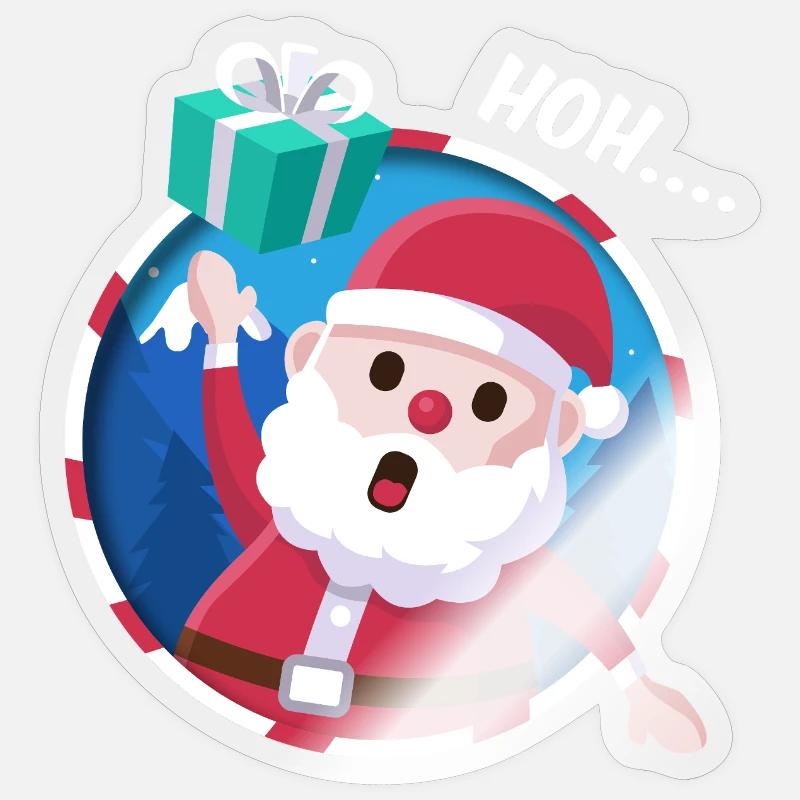 Leuchtender Santa Geschenk - Sticker Größe S (10 x 10 cm) - Transparent glänzend