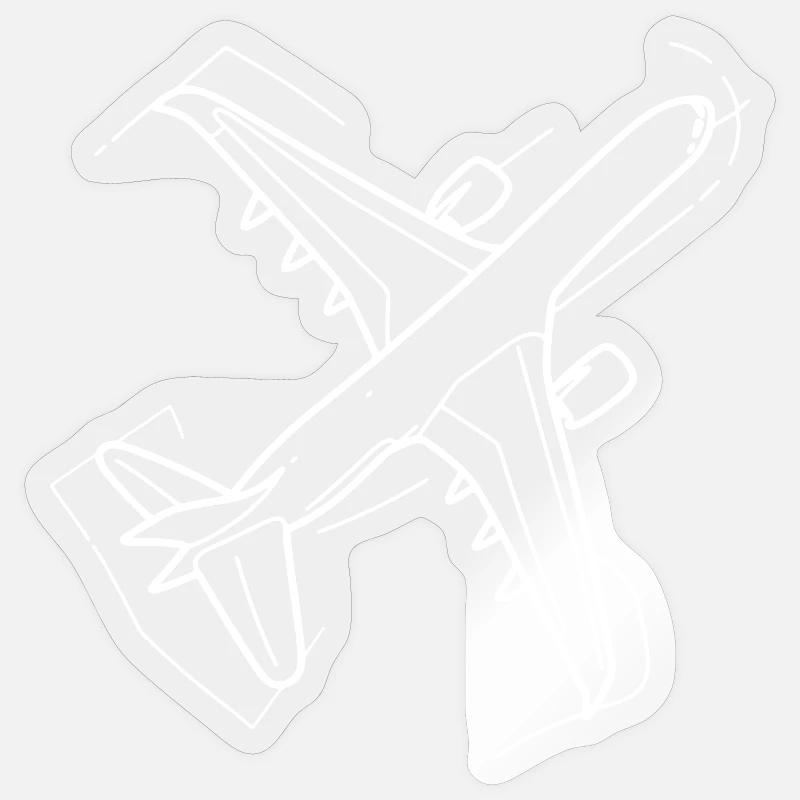 Dessin d’avion - Sticker taille S (10 x 10 cm) - brillant transparent