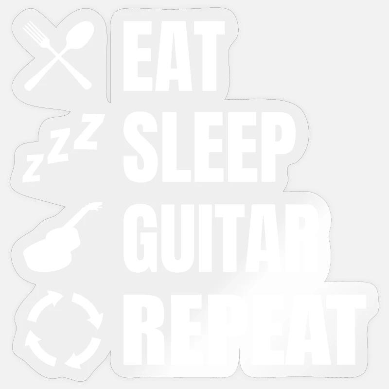 Eat Sleep Guitar Repeat - Sticker Größe S (10 x 10 cm) - Transparent glänzend