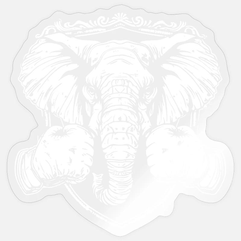 MMA de boxe sur éléphants - Sticker taille S (10 x 10 cm) - brillant transparent