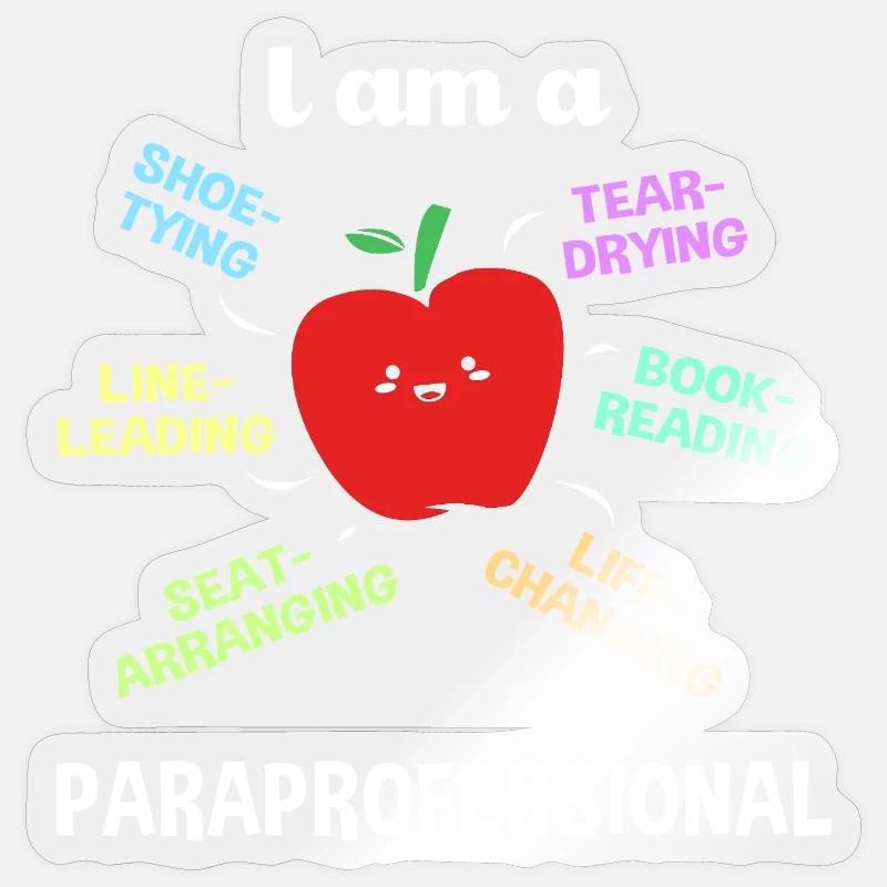 Assistante enseignante paraprofessionnelle paraéducatrice - Sticker taille S (10 x 10 cm) - brillant transparent