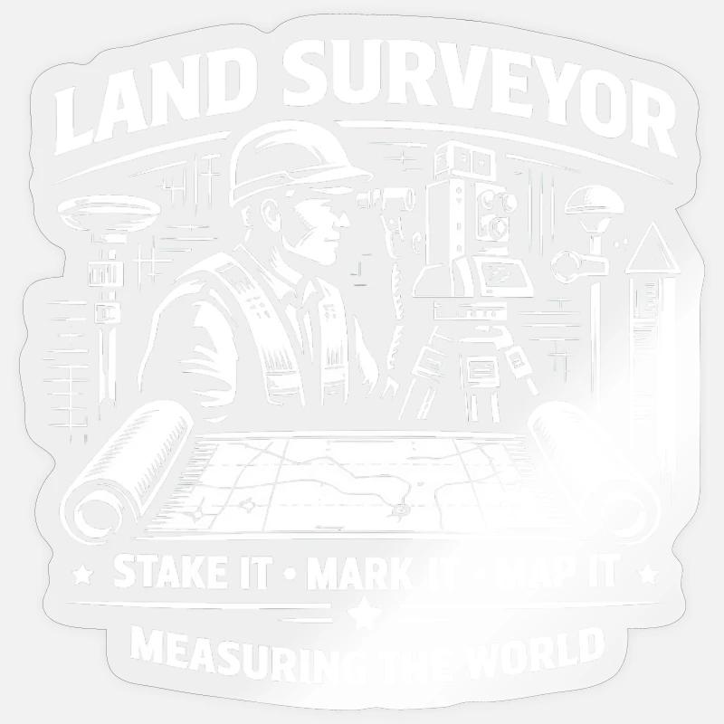 Land Surveyor Stake It Mark It Map It  Sticker size S (10 x 10 cm)