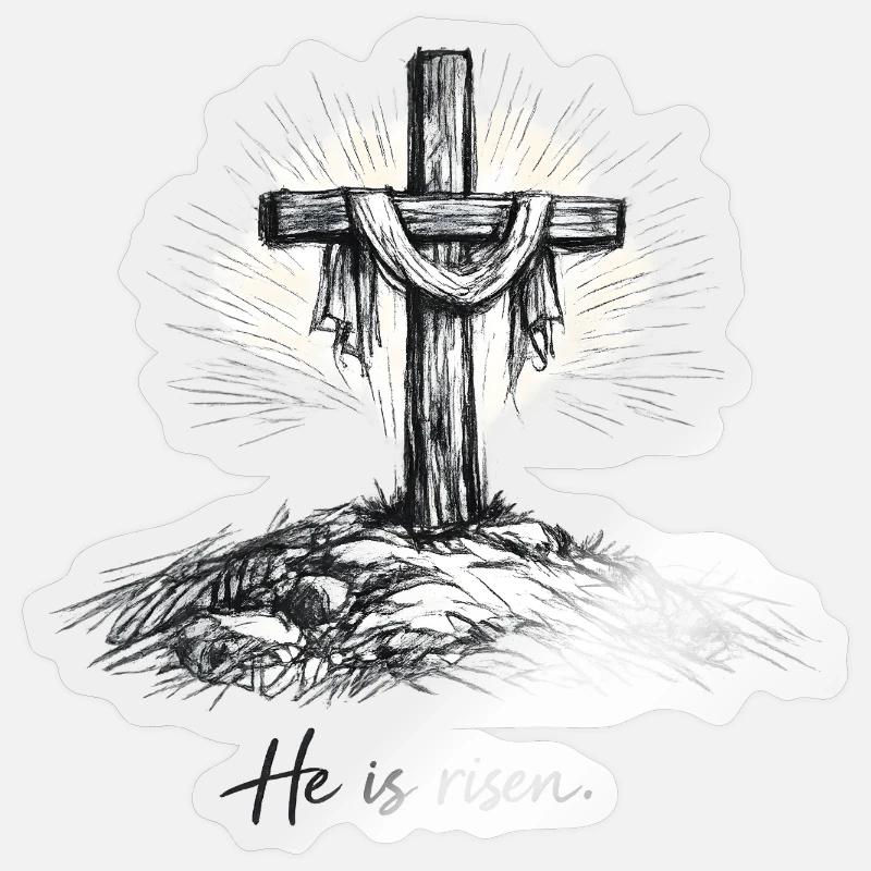 Crucifix He is Risen Easter Jesus Sticker size S (10 x 10 cm)