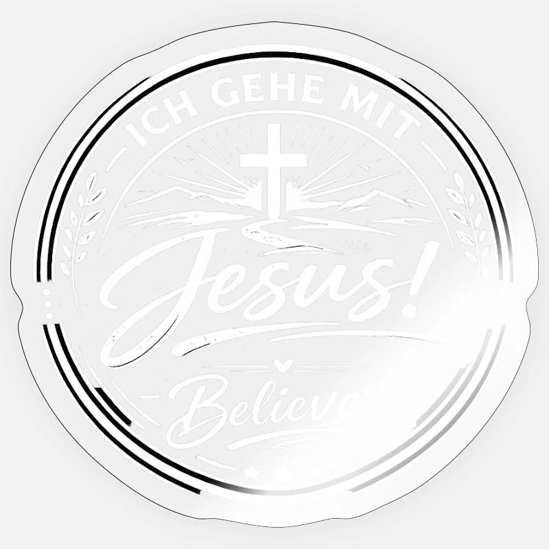 Jesus! Believe Rundes Glaubenslogo - Sticker Größe S (10 x 10 cm) - Transparent glänzend