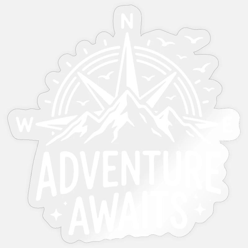 Adventure Awaits Mountain Compass - Sticker size S (10 x 10 cm) - transparent glossy