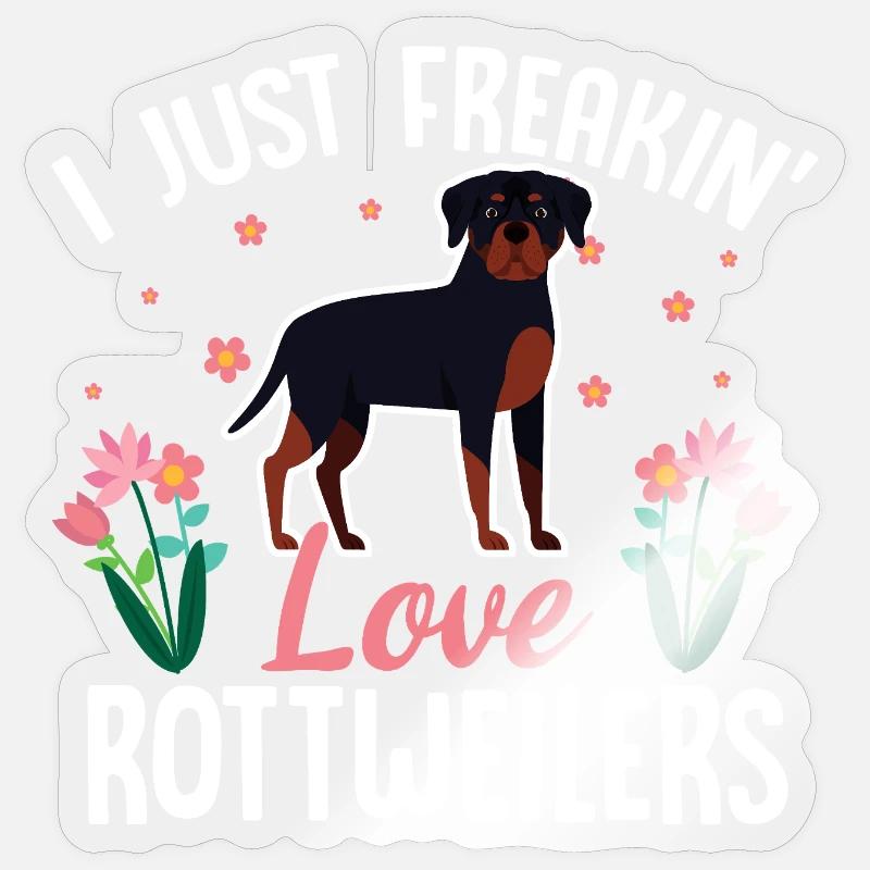 Ich liebe Rottweiler einfach - Sticker Größe S (10 x 10 cm) - Transparent glänzend