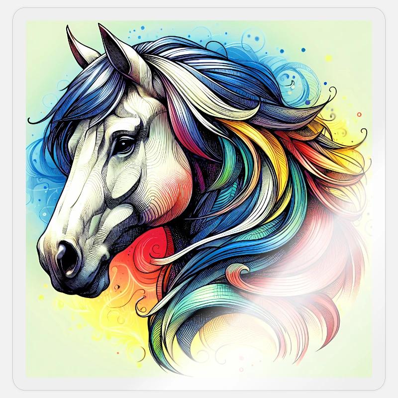 cheval - Sticker taille S (10 x 10 cm) - brillant transparent