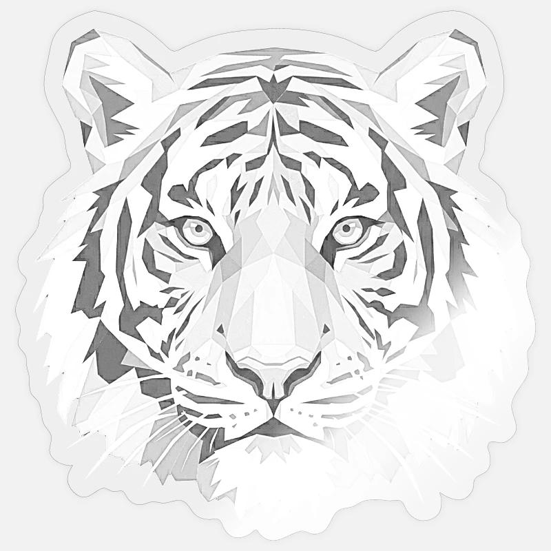Geometric Tiger Head Grey - Sticker size S (10 x 10 cm) - transparent glossy