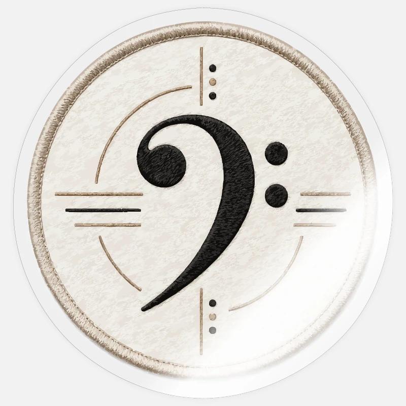 Clé de fa sur le patch - Sticker taille S (10 x 10 cm) - brillant transparent