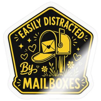 Facilement distrait par les boîtes aux lettres - Postman Post - Sticker taille S (10 x 10 cm) - brillant transparent - Devant