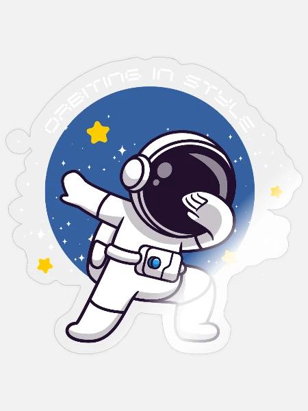 Orbiting In Style Astronaut Dabbing Geschenk - Sticker Größe S (10 x 10 cm) - Transparent glänzend