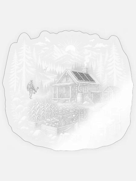 Solarhütte im rustikalen Wald - Sticker Größe S (10 x 10 cm) - Transparent glänzend