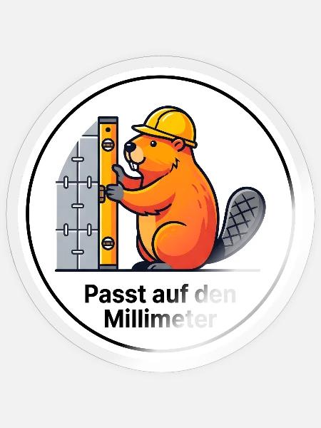 Handwerker Biber Wasserwaage Millimeter Geschenk - Sticker Größe S (10 x 10 cm) - Transparent glänzend
