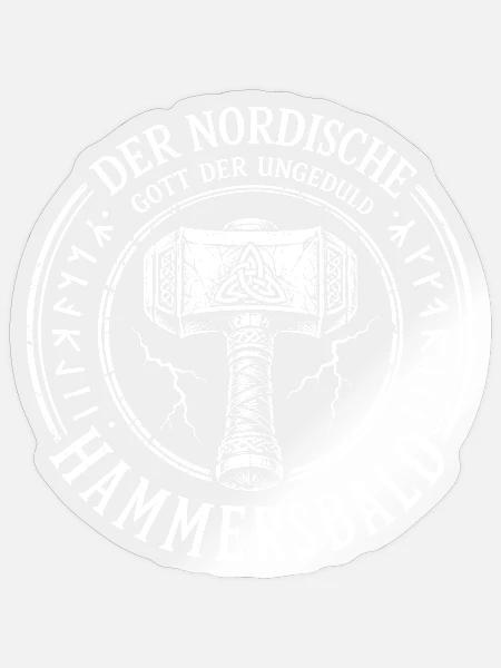 Nordische Mjolnir Kraftkreis Wortwitz Hammersbald - Sticker Größe S (10 x 10 cm) - Transparent glänzend