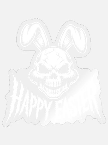 Oster Schädel Hase Gothic - Sticker Größe S (10 x 10 cm) - Transparent glänzend