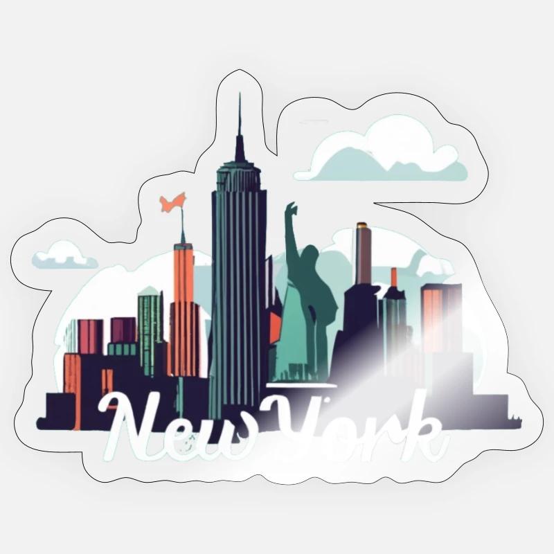 Éclaboussure de la ligne d’horizon de New York - Sticker taille S (10 x 10 cm) - brillant transparent