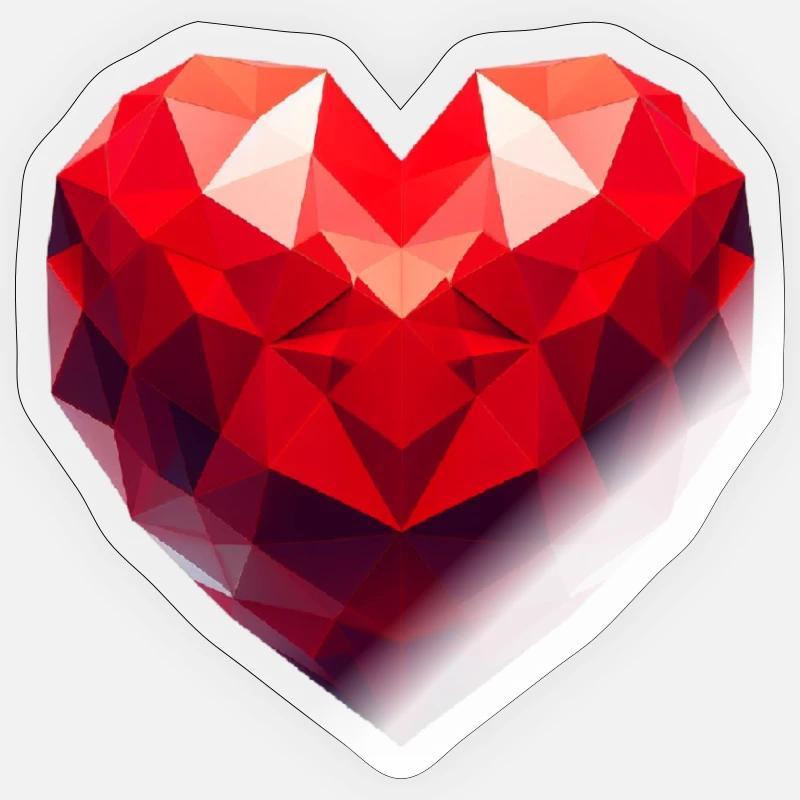Herz Polygon - Sticker Größe S (10 x 10 cm) - Transparent glänzend