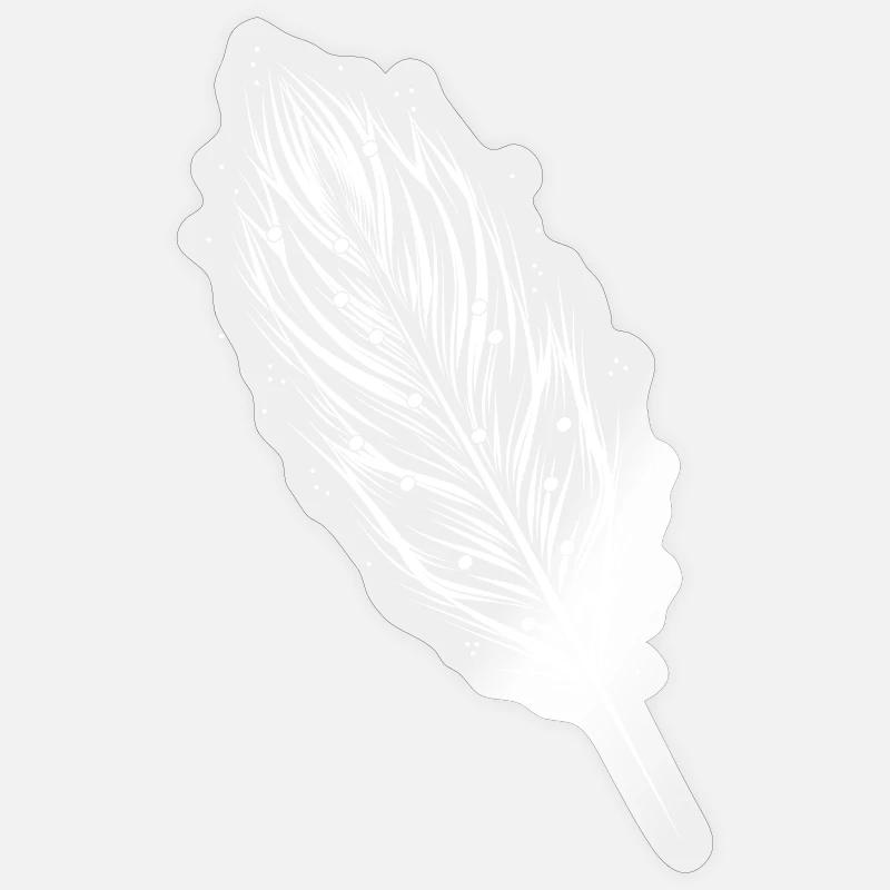 White feather - Sticker size S (10 x 10 cm) - transparent glossy