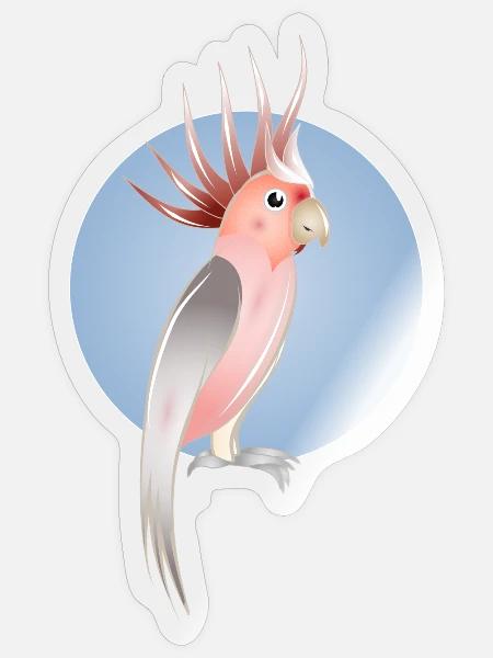 Rosakakadu Vogel mit zarten blauen Hintergrund - Sticker Größe S (10 x 10 cm) - Transparent glänzend