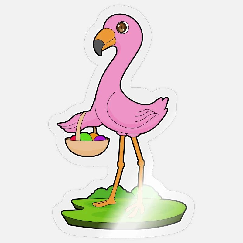 Flamingo Obstkorb - Sticker Größe S (10 x 10 cm) - Transparent glänzend