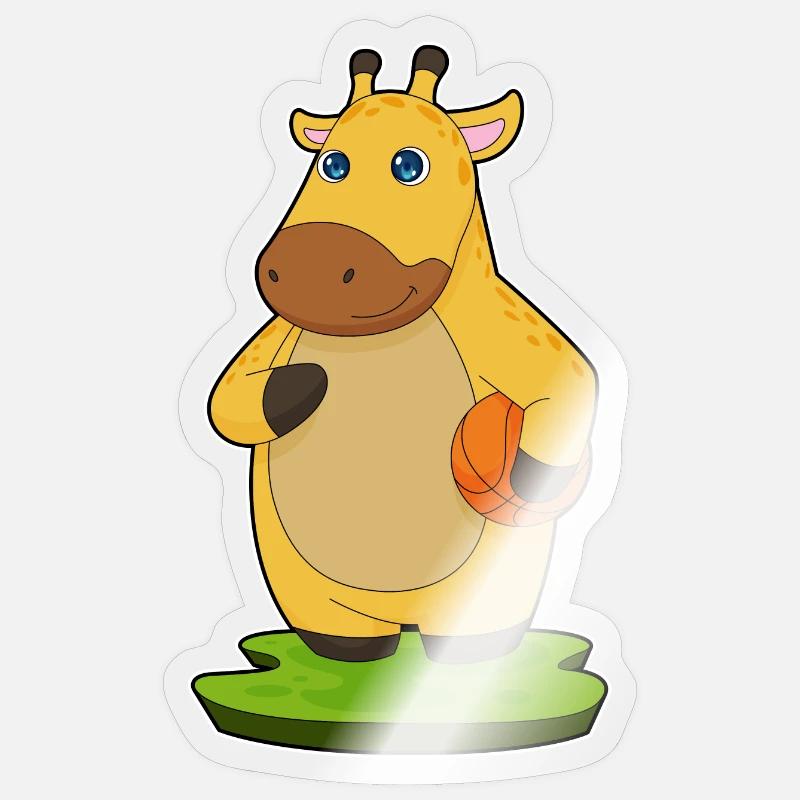 Girafe Basketteur Basketteur - Sticker taille S (10 x 10 cm) - brillant transparent