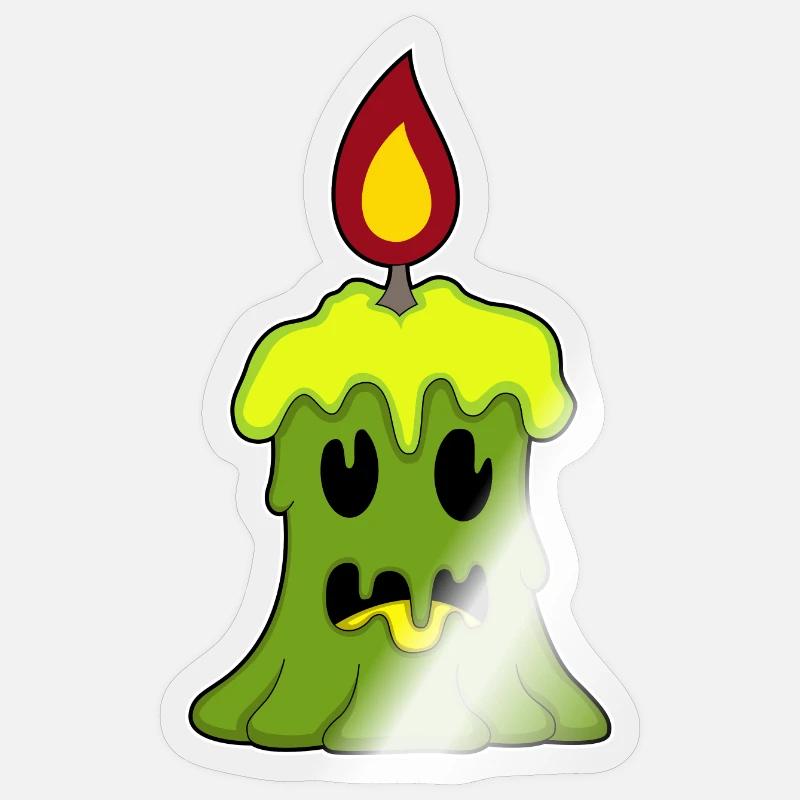 Bougie Halloween - Sticker taille S (10 x 10 cm) - brillant transparent