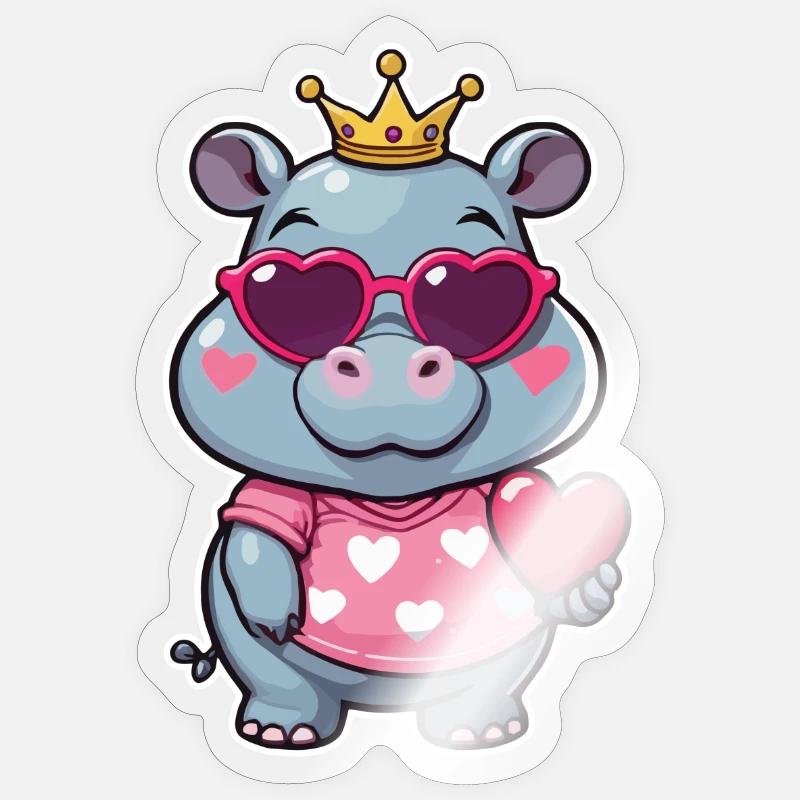 Nilpferd - Sticker Größe S (10 x 10 cm) - Transparent glänzend
