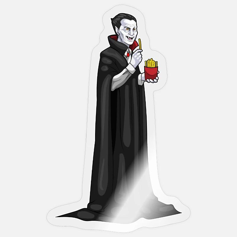 Frites d’Halloween vampire - Sticker taille S (10 x 10 cm) - brillant transparent