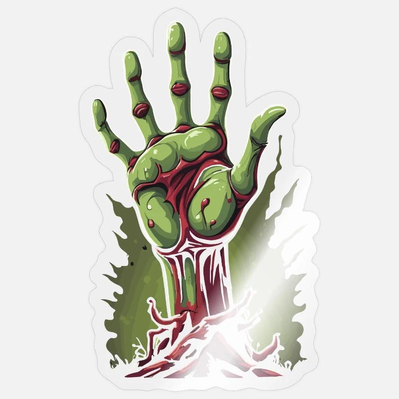 Resurrected Zombie Comic Illustration - Sticker size S (10 x 10 cm) - transparent glossy