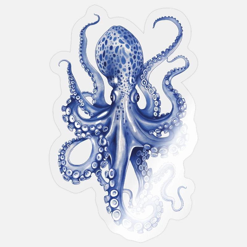 Pieuvre - Sticker taille S (10 x 10 cm) - brillant transparent
