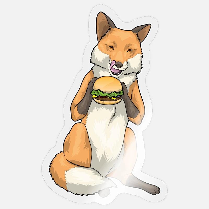 Fuchs Burger - Sticker Größe S (10 x 10 cm) - Transparent glänzend