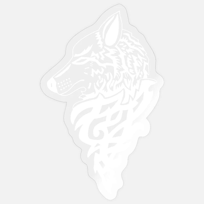 White Wolf, Forest Genius - Sticker size S (10 x 10 cm) - transparent glossy